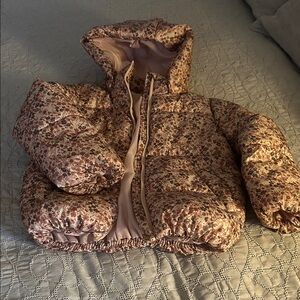 H&M Kids Floral Puffer Jacket - Pink and Brown